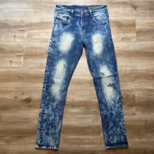 Diesel Sleenker Slim Skinny Jeans Mens 30x32 Blue Acid Wash Distressed Denim picture