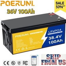 36V 100Ah Lithium Battery with LCD Monitor 4000+ Cycle For Golf Cart RV Off-Grid picture