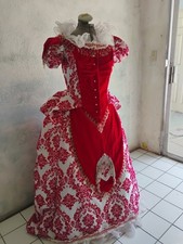 Victorian Bustle Velvet  flocked Tafetta 1880s Rep Gown  sz L picture