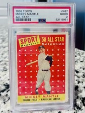 🔥 1958 Topps All Star #487 Mickey Mantle New York Yankees HOF PSA 2 (MK) GOOD🔥 picture