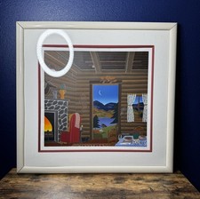 Thomas McKnight “Log Cabin” Signed Numbered Framed Art 41x40 Rare Vintage Antiq picture