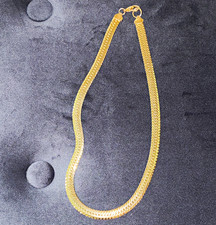 Gold Tone Herringbone Chain Necklace, Metal, Lobster Clasp, No Stone picture