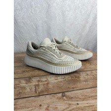 Chloe Womens Cream Nama Platform Sneakers Woven Mesh Suede Boho Y2K Low-Top picture
