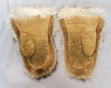 Vintage Inuit Fur Mittens Aitqatik Alaskan Native Hand Stitched Arctic Gloves picture