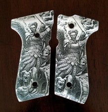 Beretta 92 92FS 96 custom engraved ivory scrimshaw grips Archangel Michael picture
