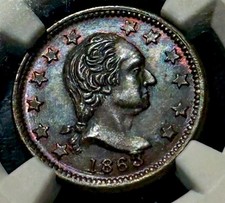 1863 Civil War Token F-110/442 A Rare High Grade MS-66 Blue Toning Best On eBay picture