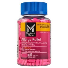 Member’s Mark Allergy Medication 600 Tabs 25mg ~ Compare 2 Benadryl -Expire 2028 picture