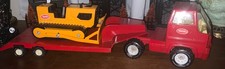 RARE* Tonka Pressed Steel Red Semi Truck W Lowboy Trailer/Dozer picture