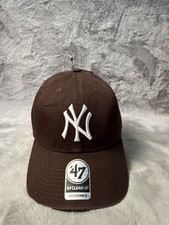 New York Yankees Hat Cap 47 Brand Cleanup Brown Strap Back Adjustable picture