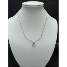 VTG Krementz 14K Gold Filled Teardrop Rhinestone Chevron Pendant Necklace Signed picture