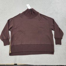 Varley Double Soft Sweatshirt Womens Large Brown High Neck Pullover NWT picture
