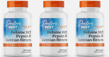 3X Doctor's Best, Betaine HCI Pepsin & Gentian Bitters, 360 Capsules Exp 07/2026 picture