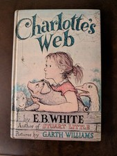Charlotte's Web By E.B.White  1952 Harper & Row. Blue Web Inside Cover  picture