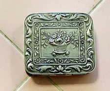 Antique Trinket Pill Makeup Vanity Box 800 Silver Floral Decoration European 38g picture