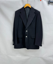 Vintage Atelier Torino pure Wool Black Classic wide lapel Men jacket blazer 42L picture