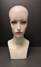 Vintage 1970's Revlon Mannequin Female Head Bust Display Wigs Hat Goth 16” WChip picture