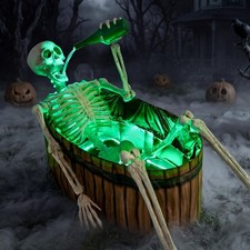 JOYIN 5ft Halloween Animatronic Drinking Skeleton Decorations, Outdoor WHITE picture