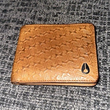 Nixon Men's Brown Leather Bifold Wallet with Geometric Pattern & Logo picture