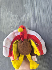 Ty Beanie Babies Gobbles Turkey Plush Vintage 1995 Retired w/ Winnie The Dog Tag picture