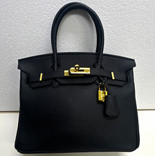 HERMÈS Birkin 35 Black Pebbled Finish Gold Hardware Turn Lock Padlock Key picture