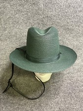 The Lawman Genuine Milan Mens Straw Western Fedora Style Hat Green 6 1/2 picture
