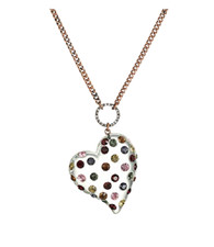 Betsey Johnson Multi-Colored Stone Lucite Heart Pendant Necklace | Long Length | picture