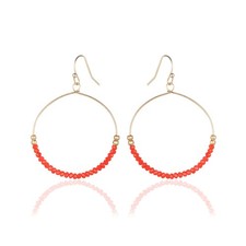Bohemian Boho Round Circle Hoop Dangle Drop Earrings for 1.38 inches, orange picture