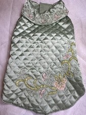 Oscar Newman Luxury Pet Couture Hand-Embellished Satin Dog Coat Green Medium picture