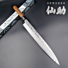 Sensuke Damascus Yanagiba Japanese Kitchen Sashimi Knife Blue steel/270mm New picture