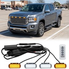 4x Raptor Style LED Grille Lights Amber White Strobe Remote For GMC Canyon picture