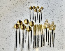 stainless Steel Black&Gold  Modern Silverware 24-pieces picture