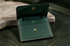 Authentic Vintage Hermès Paris Green Leather Compact Card Coin Wallet Snap picture