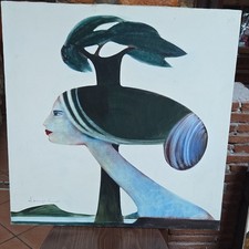 D'Angelo Painted Modern Style, Stylized Female Figure Profile with Tree picture