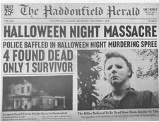 1978 Halloween Michael Myers Haddonfield Herald Night Massacre Mini Poster 🔪🎃 picture