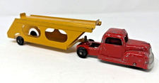 Vintage Tootsietoy Red Mack Truck Yellow Car Carrier Trailer Diecast Toy picture