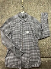 Ermenegildo Zegna Mens Shirt Button Down Twill Gingham Check Brown Blue S picture