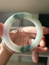 Natural Burmese Jadeite Jade A Grade Round Bangle – Icy Glutinous Spring Color picture