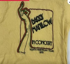 SALE VTG Barry Manilow Shirt Short Sleeve Yellow Tee hot picture