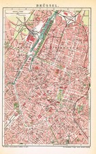 BRUSSELS  Original map city plan dated  1907 Belgium picture