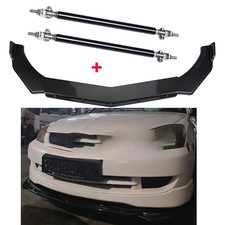 For Mitsubish Carbon Fiber Front Bumper Lip Splitter Spoiler+Strut Rods Body Kit picture