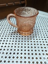 Antique Vintage Pink Glass Child Mug Cup Early American Pattern Glass picture
