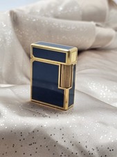 Rare Vintage S.T. Dupont Paris Ligne 1 Laque de Chine Royal Blue Gas Lighter picture