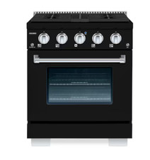 Hallman 30-in Deep 4 burners Convection Oven Freestanding Dual Fuel Range Black picture
