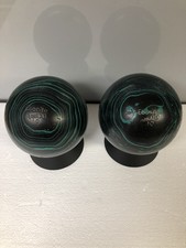 Vtg Pair Duckpin Bowling Balls (2) 3#9.3oz & 3#9.6oz. Ebonite Tornados Look  picture