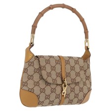 GUCCI GG Canvas Bamboo Jackie Hand Bag Beige Gold Tone 005 0811 Auth ep16573V picture