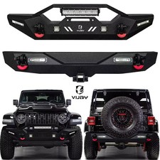 Vijay Front/Rear Bumper For 2018-2025 Jeep Wrangler JL w/LED Lights+Winch Plate picture