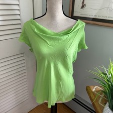 Vintage Allison Taylor Top Womens Large Green Silk Cowl Neck Y2K Fairy Soft Girl picture