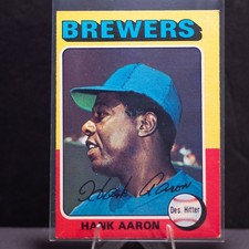 1975 Topps Hank Aaron #660 Milwaukee Brewers HOF EX Light Edge Wear Free S&H Raw picture