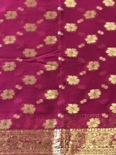 Stunning Magenta Crepe Silk Saree with Golden Zari picture