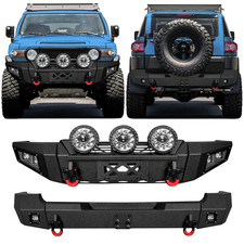 VIJAY For 2007-2014Toyota FJ Cruiser Front/Rear Bumper W/Winch Plate&Round Light picture